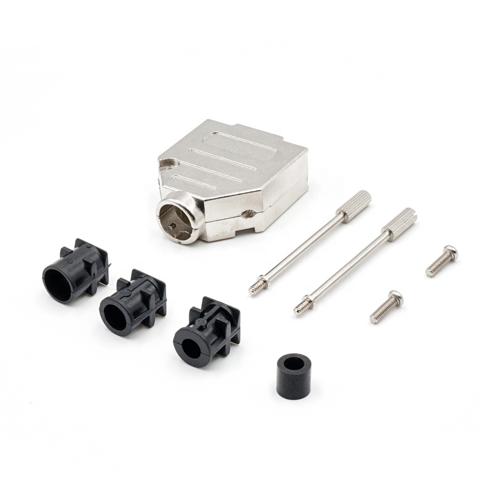 LECHUAN 15P Metal Hood Kit with 15 Position D-SUB Connectors Factory Supply Two Piece Zinc-Plated Straight Shell Cover