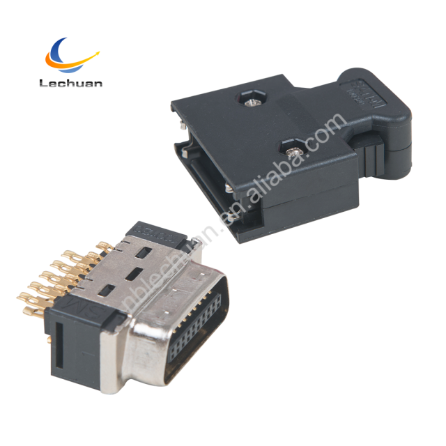 LECHUAN 3M Replaced 1.27mm SCSI MDR Mini D Ribbon 20Pin  I/O  Connector Solder 10120-3000PE Male Plug Buckle Type Connector