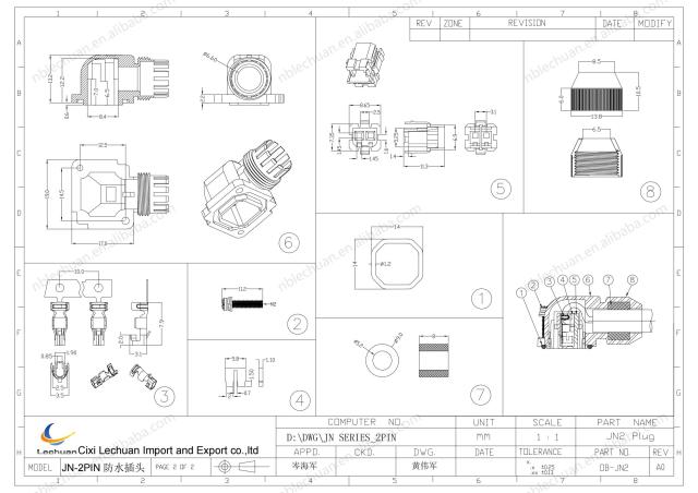 LECHUAN 2P I/O KIT Rectangular Brake Plug  Angle Plug Cable Mt Crimp Socket JN4FT02SJ2-R Mitsubishi Servo Motor Connector