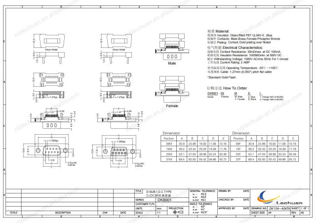 LECHUAN RS232 Adapter D-SUB IDC Connector 9-37 Position Male Female Optional D Connector IDC Flat Cable Crimp D-Sub Connectors