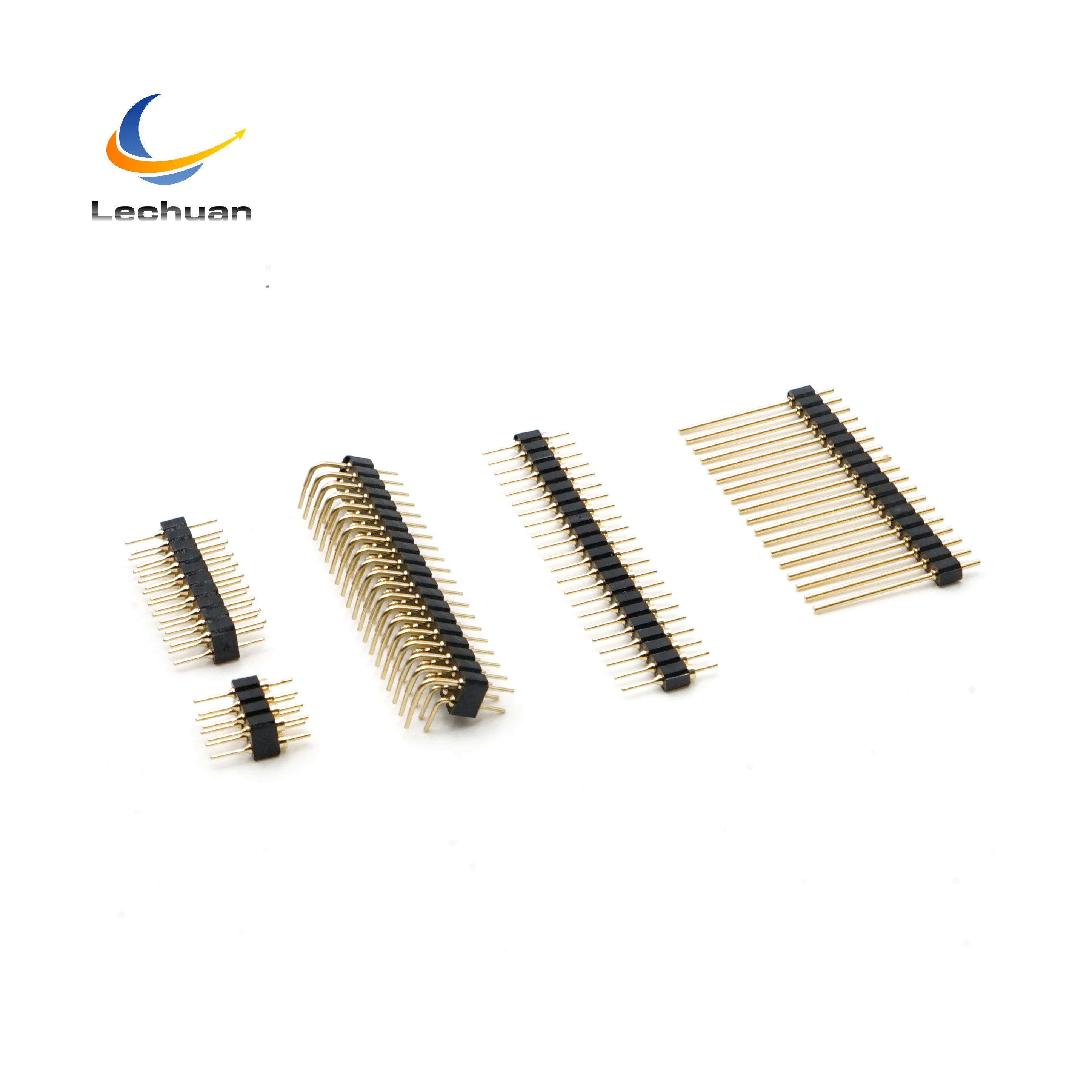 LECHUAN 40 Pin Header 2.54mm Pitch Dual Row Brass Contacts Gold Pin Plating THT Straight & Right Angle SMT for PCB Applications