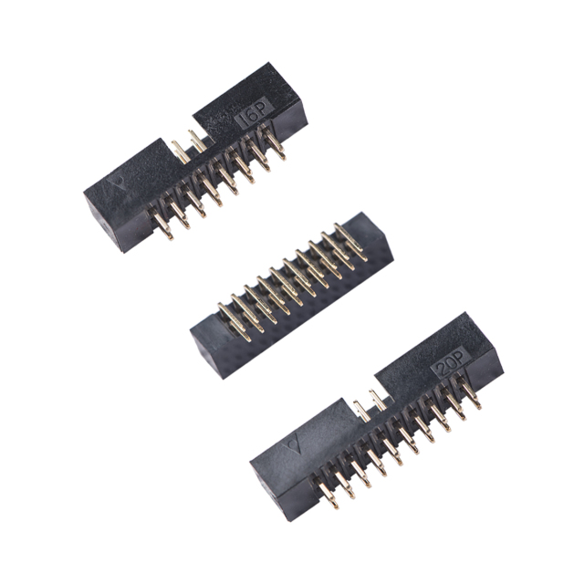 LECHUAN 1.27mm Pitch 2*10P 180 Degrees Straight Right Angle DIP Brass Gold-Plated Male Box Header PCB Connector