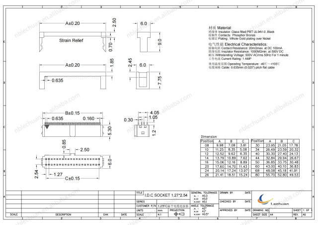 LECHUAN 10-Pin IDC Female Header Socket 2.54mm Pitch Flat Ribbon Cable Wire Board Connector Product Category Connectors