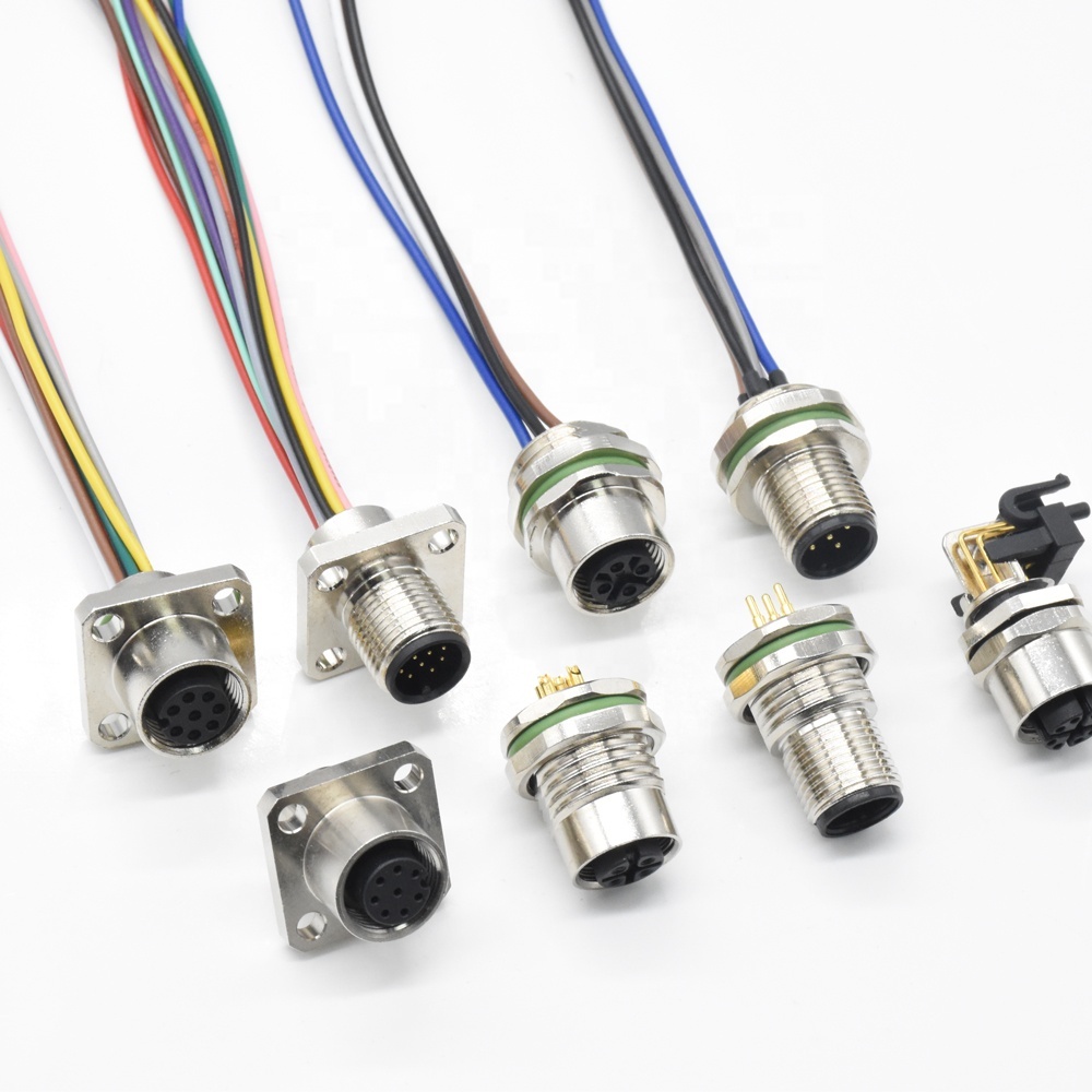 LECHUAN M8 M12 Overmolded Connector LED Cable Plug Circular 3/4/5/6/8 Pin Straight Male Female Screw Joint 4P 3P Cable Assembly