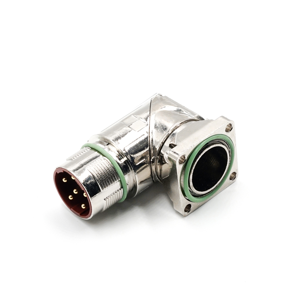 LECHUAN M23 Male Pin Right Angle Power Solder Socket 6Pin/8Pin Industrial Circular Connector Panel Mount Cable Flange Industrial
