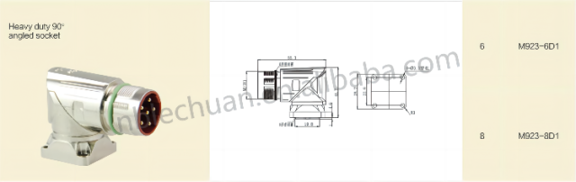 LECHUAN M23 Male Pin Right Angle Power Solder Socket 6Pin/8Pin Industrial Circular Connector Panel Mount Cable Flange Industrial