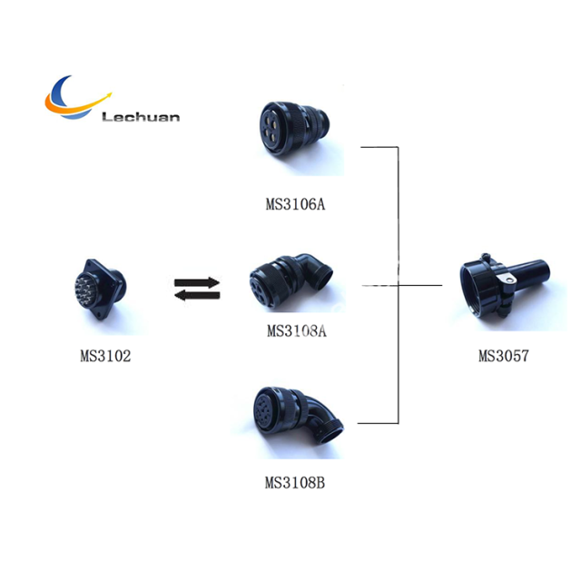 LECHUAN Right Angle Circular Connector 4P Amphenol ITT Cannon Replaced MIL-C-5015 Series Spec MS3108 Aviation Threaded Connector