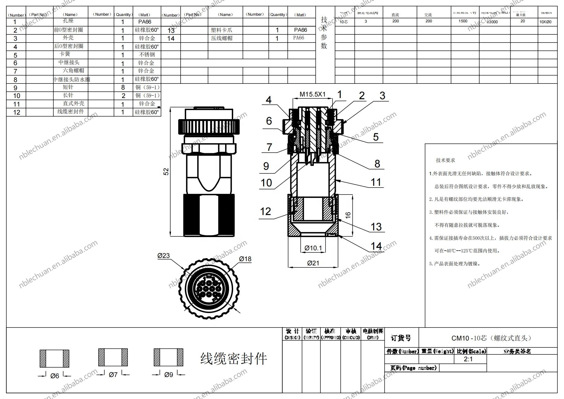 LECHUAN IP67 Waterproof Encoder Connector 10P Metal Straight Right Angle DDK CMV1-SP10S-M2 Screw Type Circular Connectors
