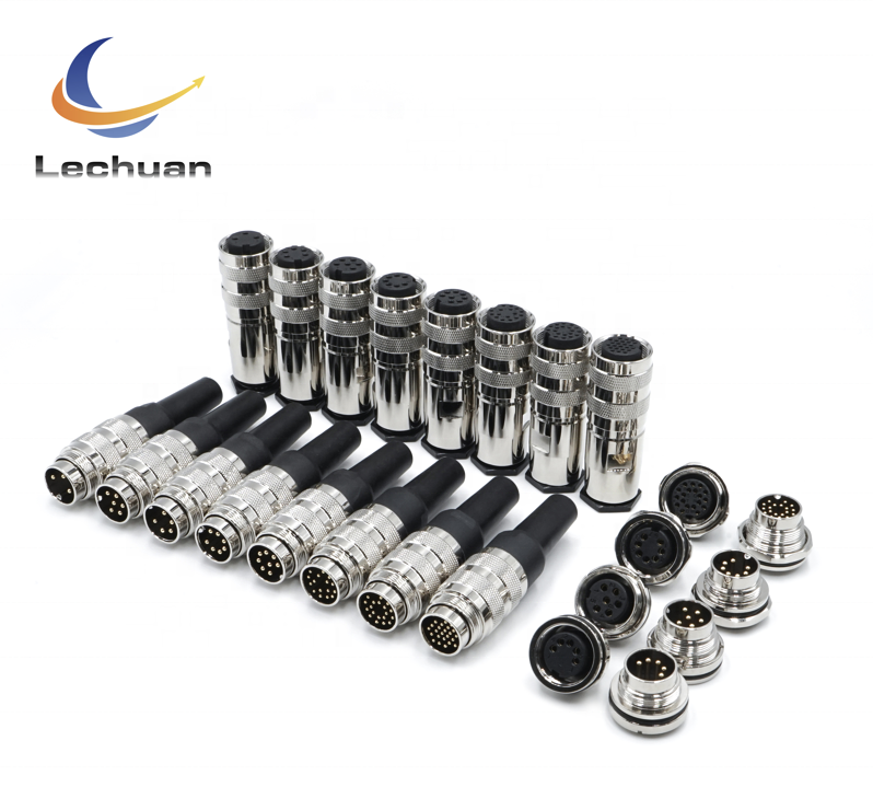 LECHUAN M16 Circular Socket Receptacle 14P/16P IP67 Waterproof PCB Straight Solder Connector with Hex Flange Rear Panel Mount