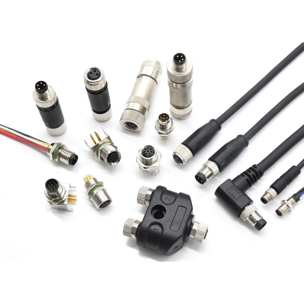 LECHUAN M8 M12 Overmolded Connector LED Cable Plug Circular 3/4/5/6/8 Pin Straight Male Female Screw Joint 4P 3P Cable Assembly