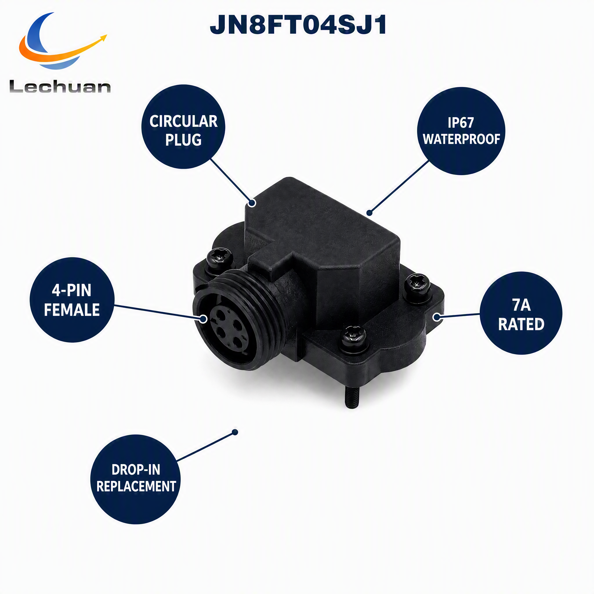 Factory JN8FT04SJ1 Compatible JN8 Series Circular Connector 4 Pin Female Plug 7A IP67 Waterproof Industrial Automation
