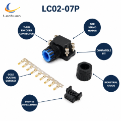 Factory LC02-07P 7 Pin Copper Gold Plated Encoder Connector IP67 Rated Nylon Housing Leadshine Servo Motor Compatible CABLE-BMAH