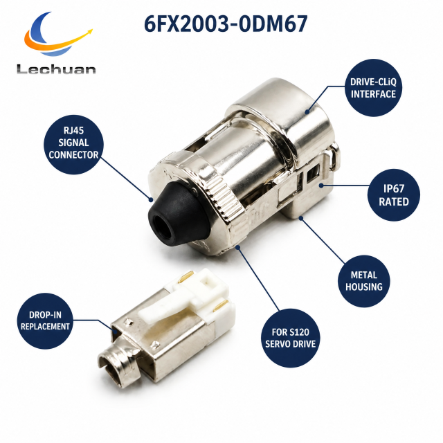 6FX2003-0DM67 Compatible Siemens DRIVE-CLiQ RJ45 IP67 Signal Connector Metal Servo Drive Packaging Machine