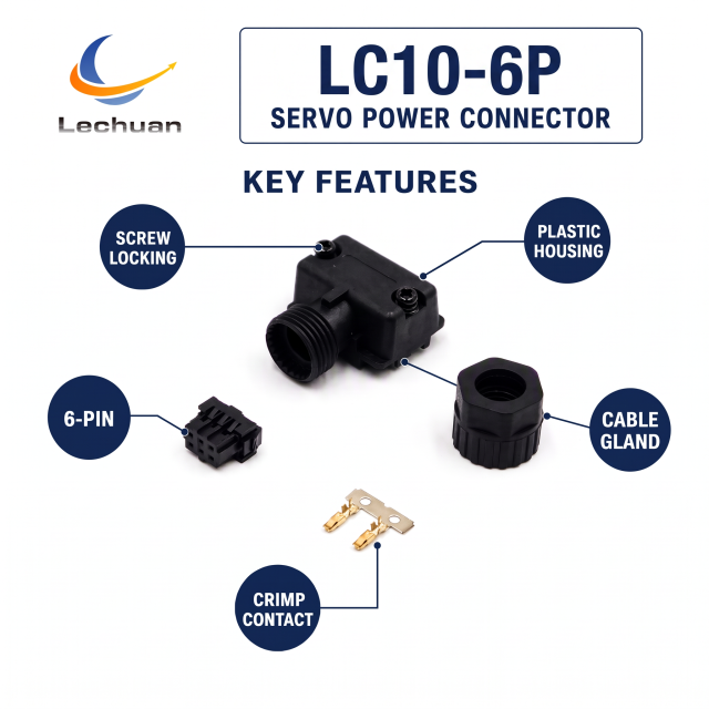 Factory Schneider VW3M5B10 BCH18LB Easy Lexium 18 Servo Motor Power Connector 6 Pin Crimp Screw Locking Packaging Semiconductor