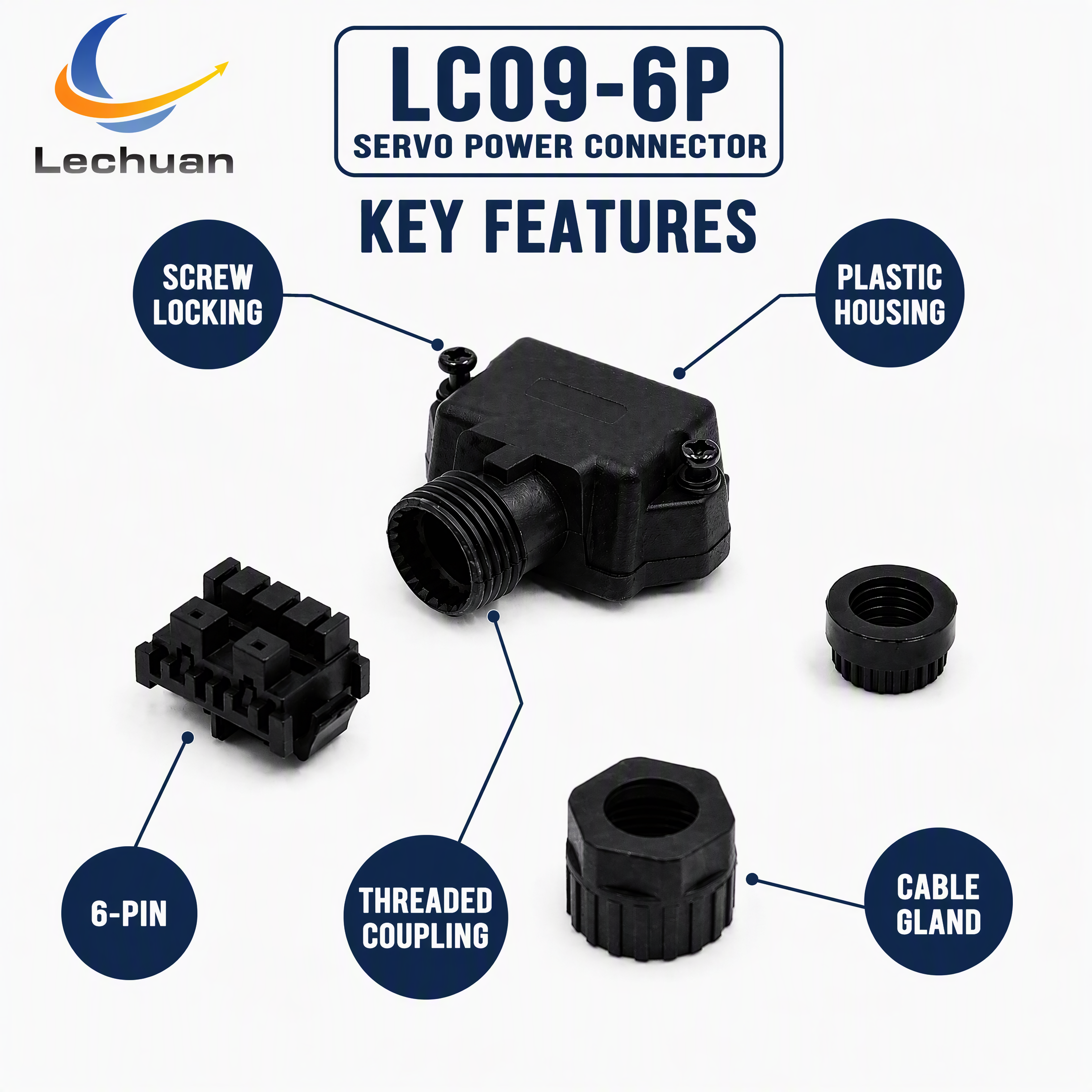 Factory Schneider VW3M5B12 BCH18 Servo Motor Power Connector Kit 6 Pin  IP67 Waterproof Plug CNC Robotics Automation