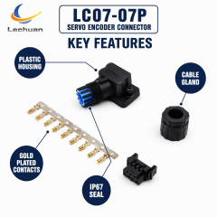 Factory LC07-07P  E7 A6 A5 Servo Motor Encoder Connector 7 Pin Gold Plated IP67 Testing Measurement Laboratory