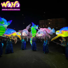 Walking Illustrated Inflatable Turtle Fish Seahorse Led Lighting Parade Decoration Outdoor