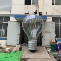 4m LED Transparent Inflatable Light Bulb Shaped Balloon, Replicate Inflatable Bulb Model for Event