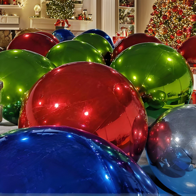 Silver Inflatable Mirror Ball Sphere Balloon Events Wedding Party Decor PVC Big Shiny Mirror Balloon Giant Inflatable Balls