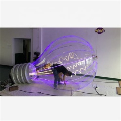 4m LED Transparent Inflatable Light Bulb Shaped Balloon, Replicate Inflatable Bulb Model for Event