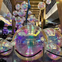 Silver Inflatable Mirror Ball Sphere Balloon Events Wedding Party Decor PVC Big Shiny Mirror Balloon Giant Inflatable Balls