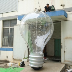 4m LED Transparent Inflatable Light Bulb Shaped Balloon, Replicate Inflatable Bulb Model for Event