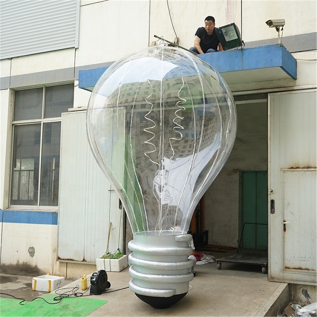 4m LED Transparent Inflatable Light Bulb Shaped Balloon, Replicate Inflatable Bulb Model for Event