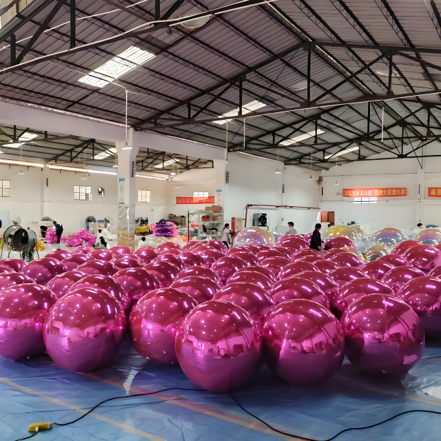 Silver Inflatable Mirror Ball Sphere Balloon Events Wedding Party Decor PVC Big Shiny Mirror Balloon Giant Inflatable Balls