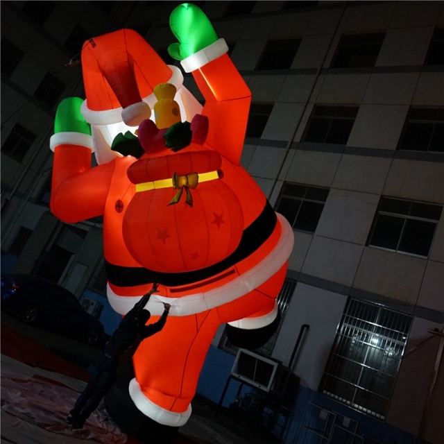 Giant Inflatable Christmas Santa Clause Climbing Wall for Christmas Decor