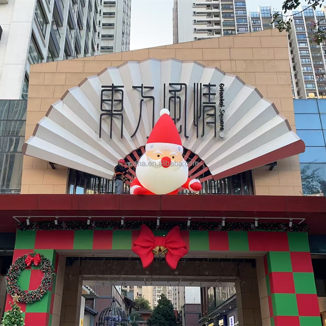 Large Advertising Inflatable Bear Balloon Christmas Cartoon Animal Mascot Model With Red Hat for Outdoor Event