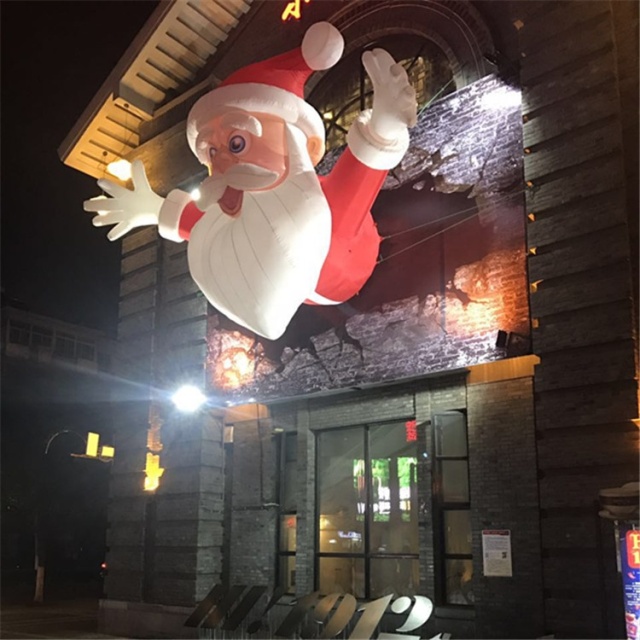 Giant Inflatable Cartoon Christmas Santa Claus, Outdoor Christmas Santa Claus Decorative Inflatable OEM
