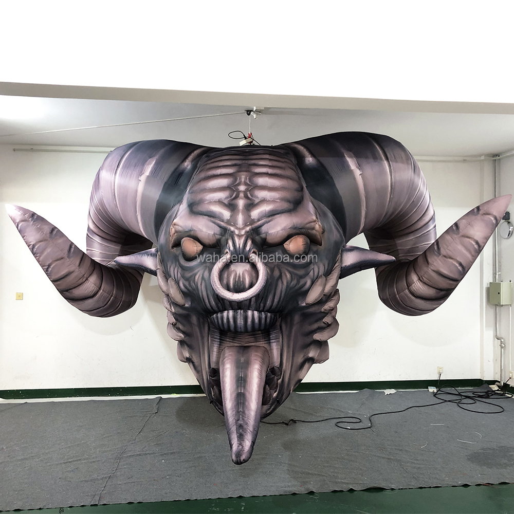 Giant Inflatable Cartoon Skull Head Light Decoration Halloween Outdoor