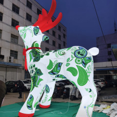 Personalized Christmas Character Model White Inflatable Reindeer 5m Winter Cartoon Animal Mascot Blow up Deer Balloon for Yard