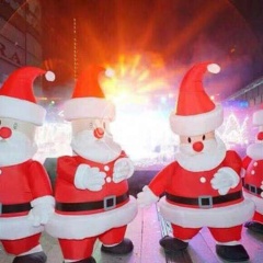 Christmas Cartoon Anime Fur Material Inflatables Santa Claus Doll Snowman Dress Deer Reindeer Costume Parade Props Funny Mascot