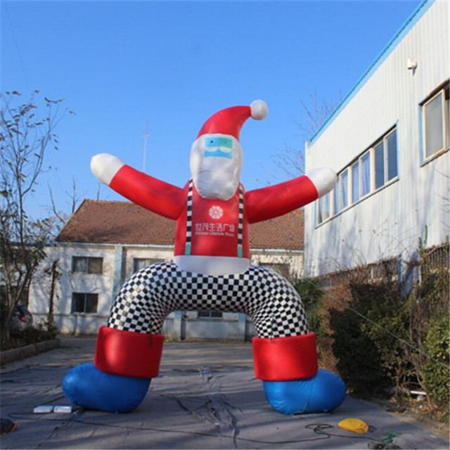 Christmas Decorative Inflatable Santa Claus With Long Legs for Building Shopping Mall
