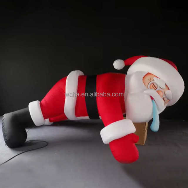 Custom Made Inflatable Santa Claus Is Sleeping Outdoor Blow up Giant Santa Inflatable Christmas Decoration