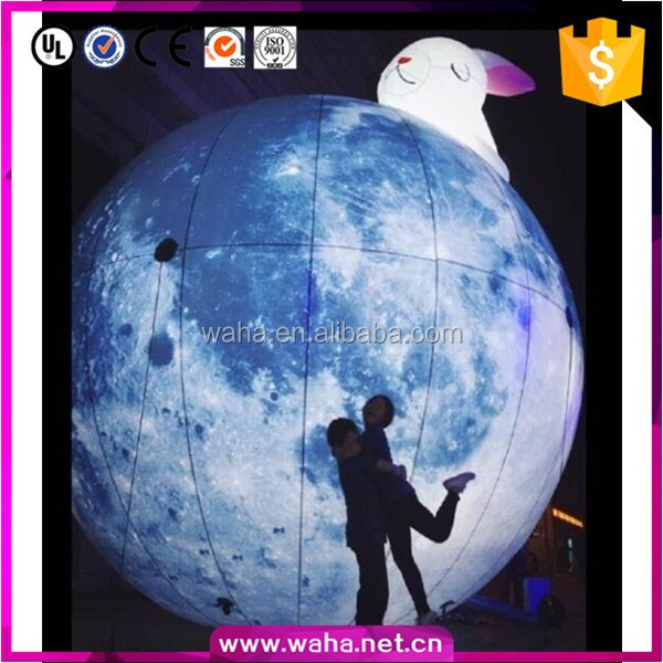 Giant Inflatable Advertising LED Light Moon Balloon for Outdoors Decoration