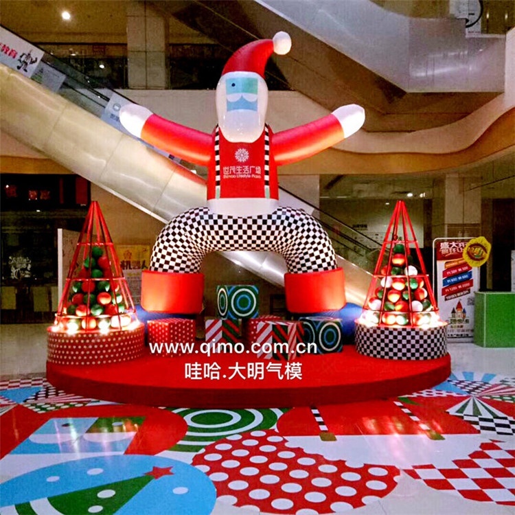 Christmas Decorative Inflatable Santa Claus With Long Legs for Building Shopping Mall
