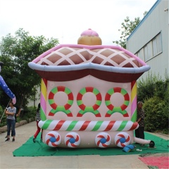 Christmas Holidays Festival Party Decoration Inflatable Bear Ice Cream Car Train with Bear for Display