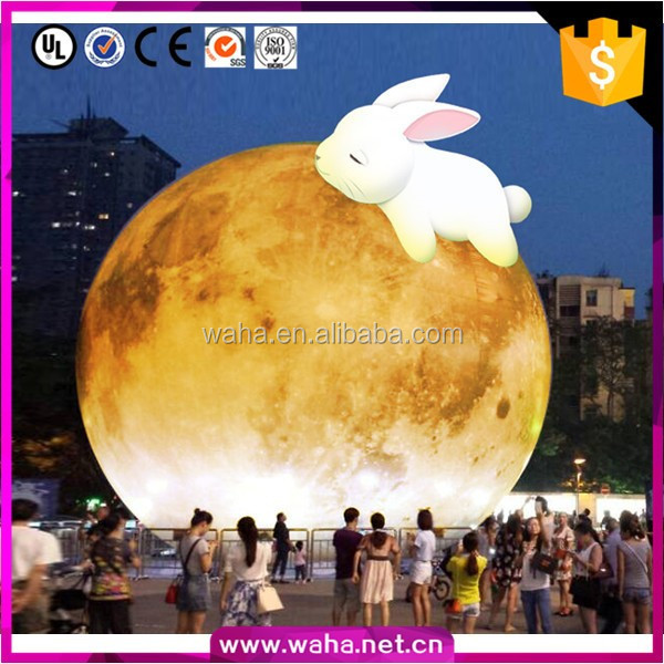 Giant Inflatable Advertising LED Light Moon Balloon for Outdoors Decoration
