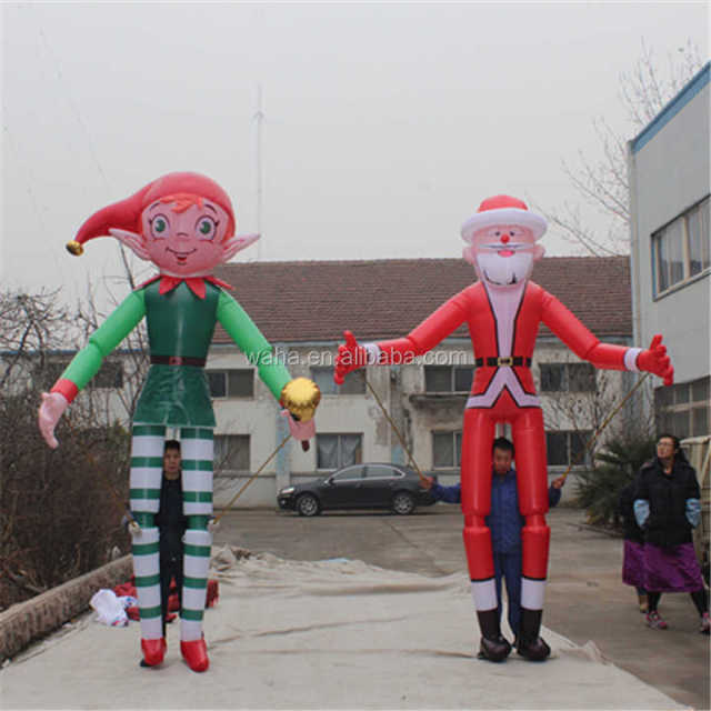Customized Advertising Inflatable Christmas Father Mascot Inflatable Walkable Santa Claus Puppet Costume for City Parade