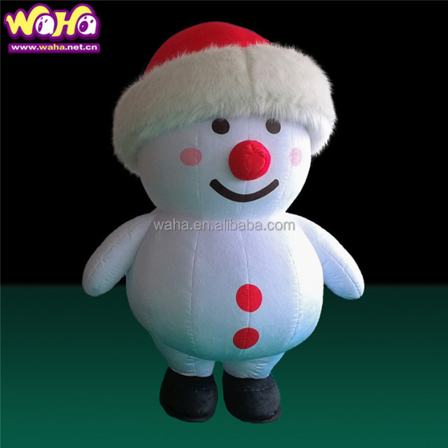 Advertising Walking Christmas Inflatable Snowman Mascot Costume for Adults