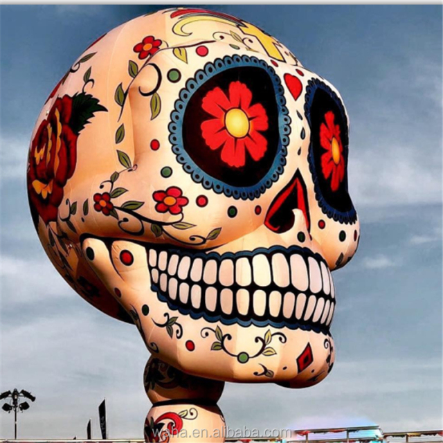 Giant Inflatable Cartoon Skull Head Light Decoration Halloween Outdoor