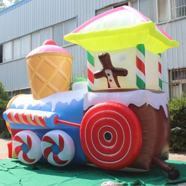 Christmas Holidays Festival Party Decoration Inflatable Bear Ice Cream Car Train with Bear for Display