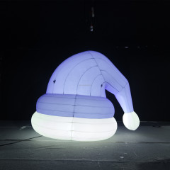 Outdoor Building Decor Inflatable Santa Hat Christmas Light up Purple Inflatable Christmas Hats for New Year Decoration