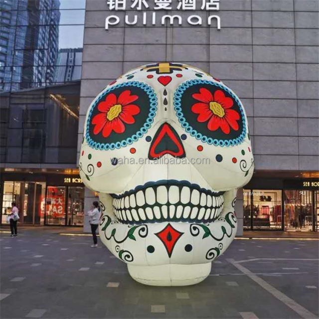Giant Inflatable Cartoon Skull Head Light Decoration Halloween Outdoor