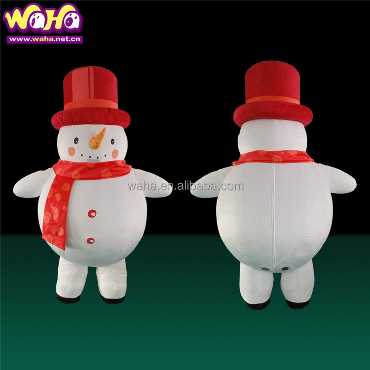 Advertising Walking Christmas Inflatable Snowman Mascot Costume for Adults
