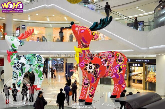 Personalized Christmas Character Model White Inflatable Reindeer 5m Winter Cartoon Animal Mascot Blow up Deer Balloon for Yard