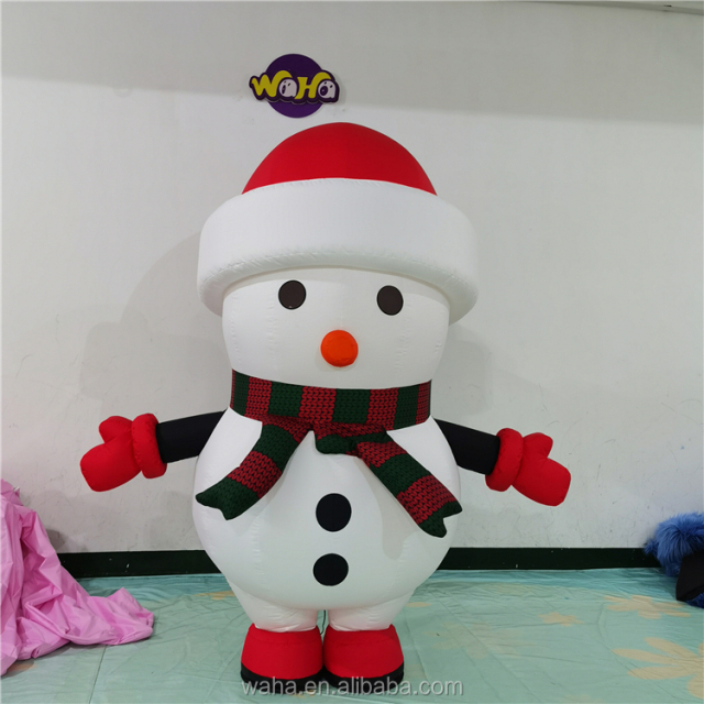 Customized Christmas Parade Cartoon Anime Walking Snowman Costume Inflatable