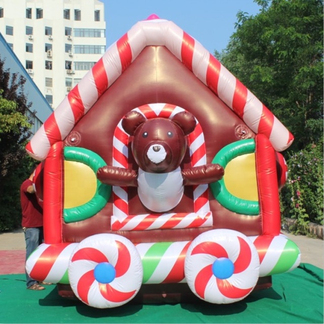Christmas Holidays Festival Party Decoration Inflatable Bear Ice Cream Car Train with Bear for Display